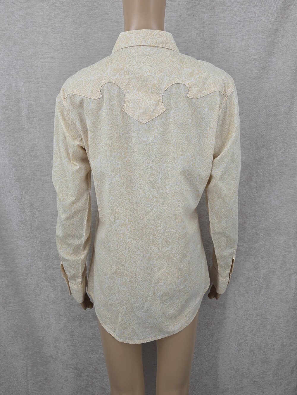 Wrangler Neutral Beige Tropical Hibiscus Floral Pearl Snap Long Sleeve Shirt - Picture 5 of 8